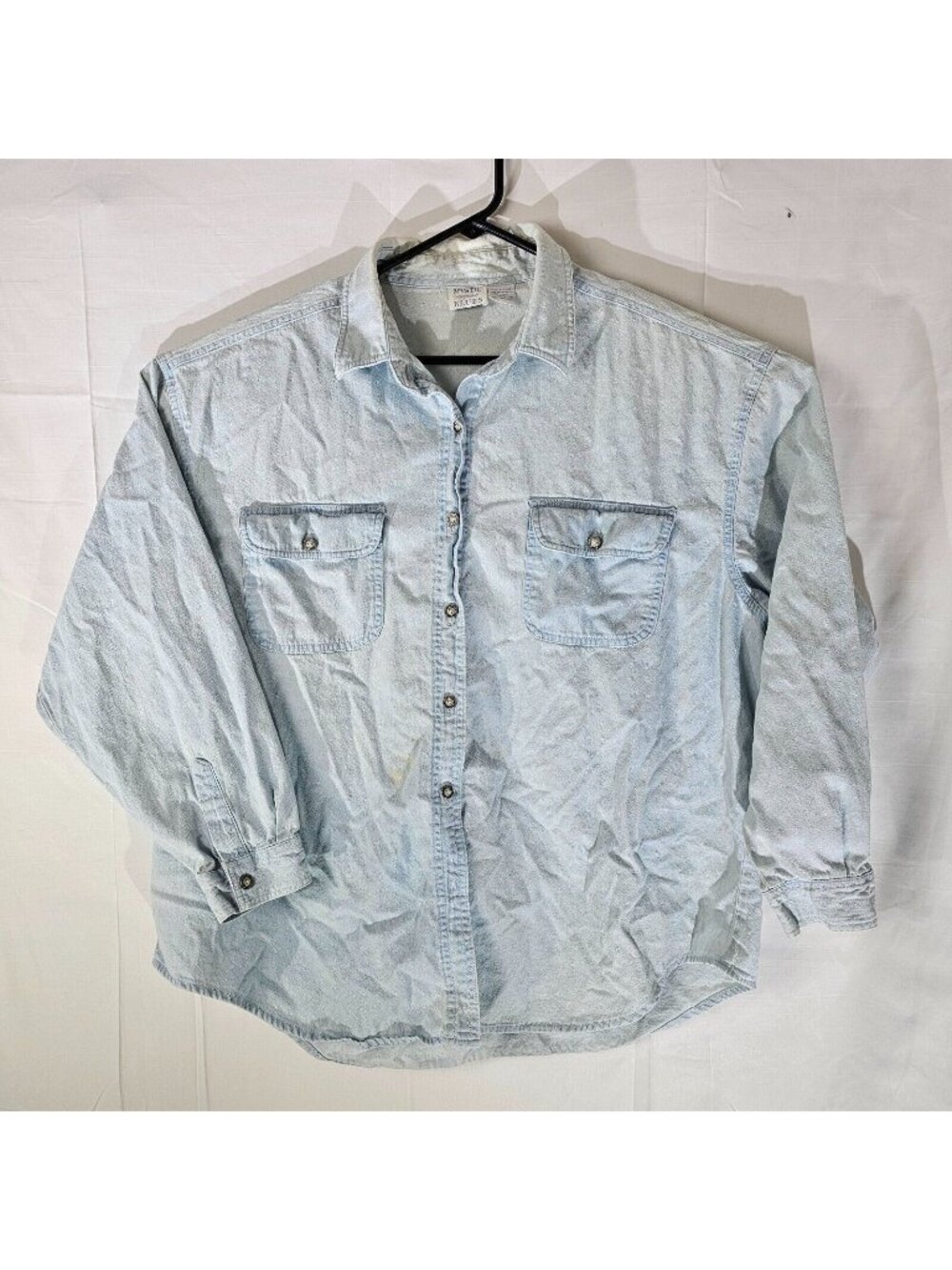 READ Vintage Mystic Blues Button Up Shirt Womens 20W Plus Long Sleeve Denim 90s